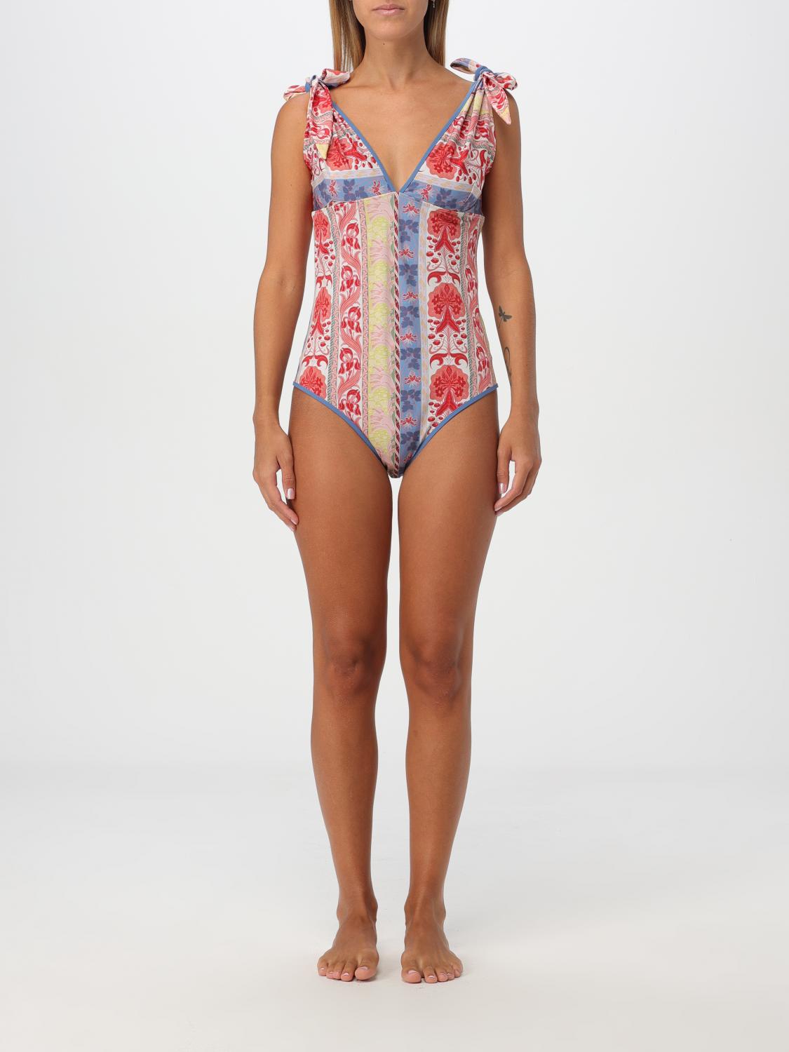 Graphic-print V-neck swimsuit - White