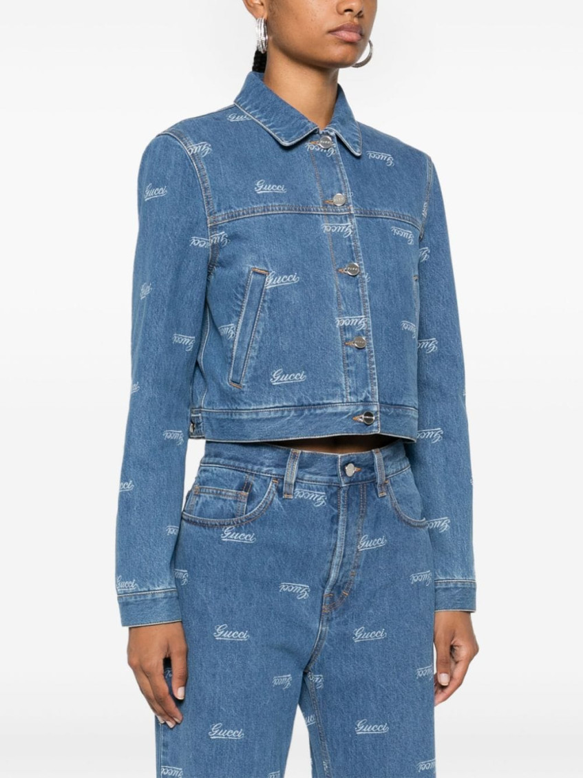 Lasered denim jacket - Blue