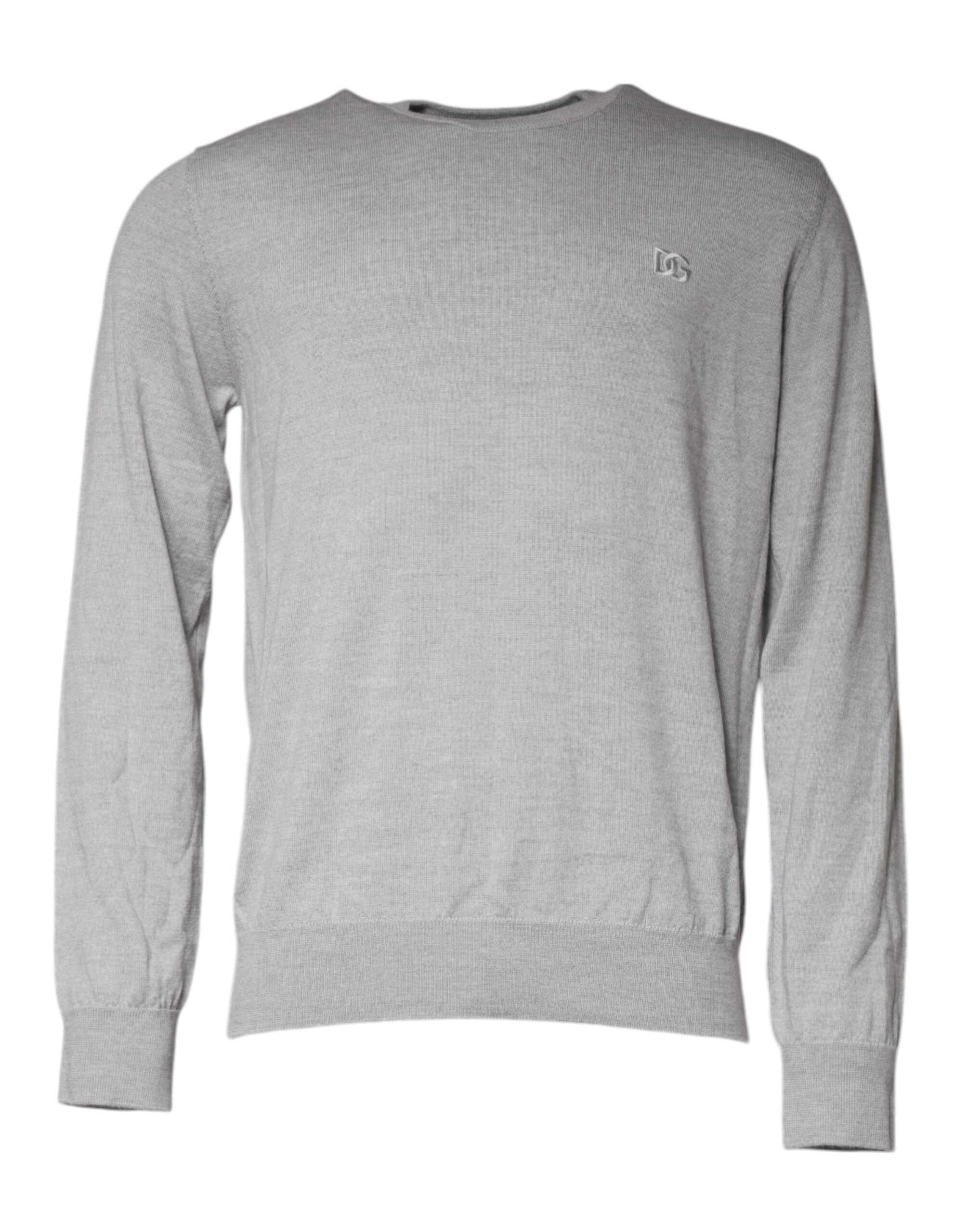 Virgin Wool Crew Neck Sweater — Gray