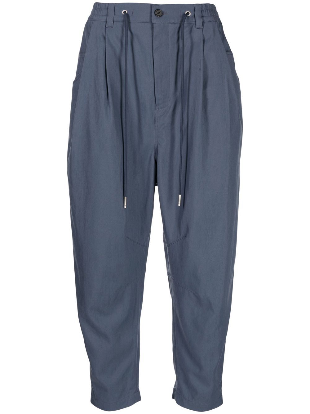 High-waisted cropped carrot trousers - Blue