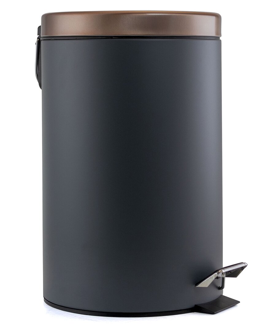 12 Quart Stylish Grey and Copper Soft Pedal Office, Kitchen and Bathroom Trash Bin