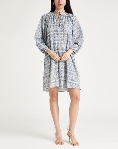 Woman Mini dress Slate blue Size 10 Cotton, Viscose