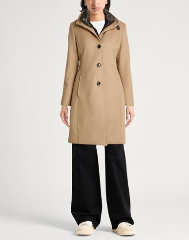 Woman Coat Sand Size 4 Virgin Wool, Cashmere