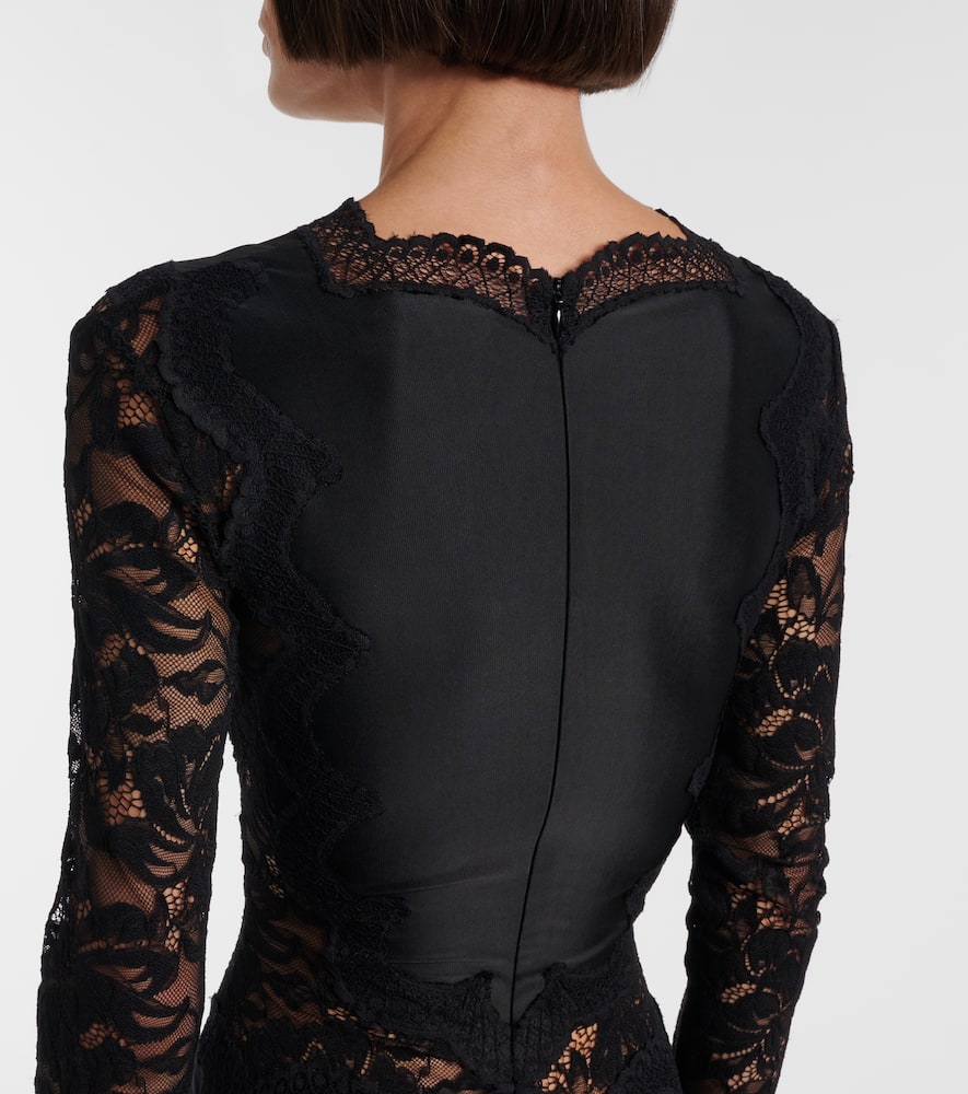 Lace-trimmed jersey maxi dress