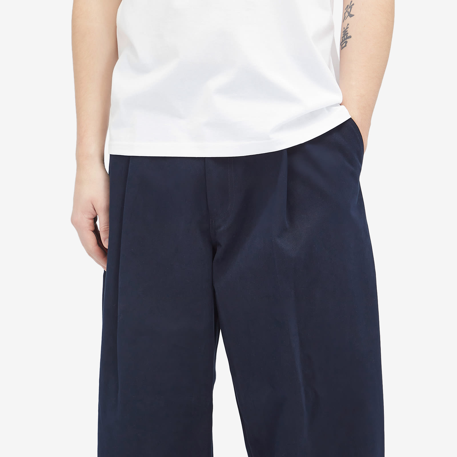 Men's Sorte Deep Pleat Volume Twill Pants in Dark Navy