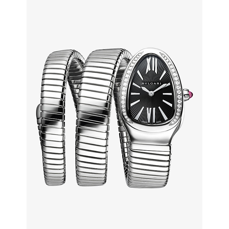 Stainless Steel SP35BSDS2T Serpenti Tubogas Stainless-steel and 0.29ct Diamond Quartz Watch 
