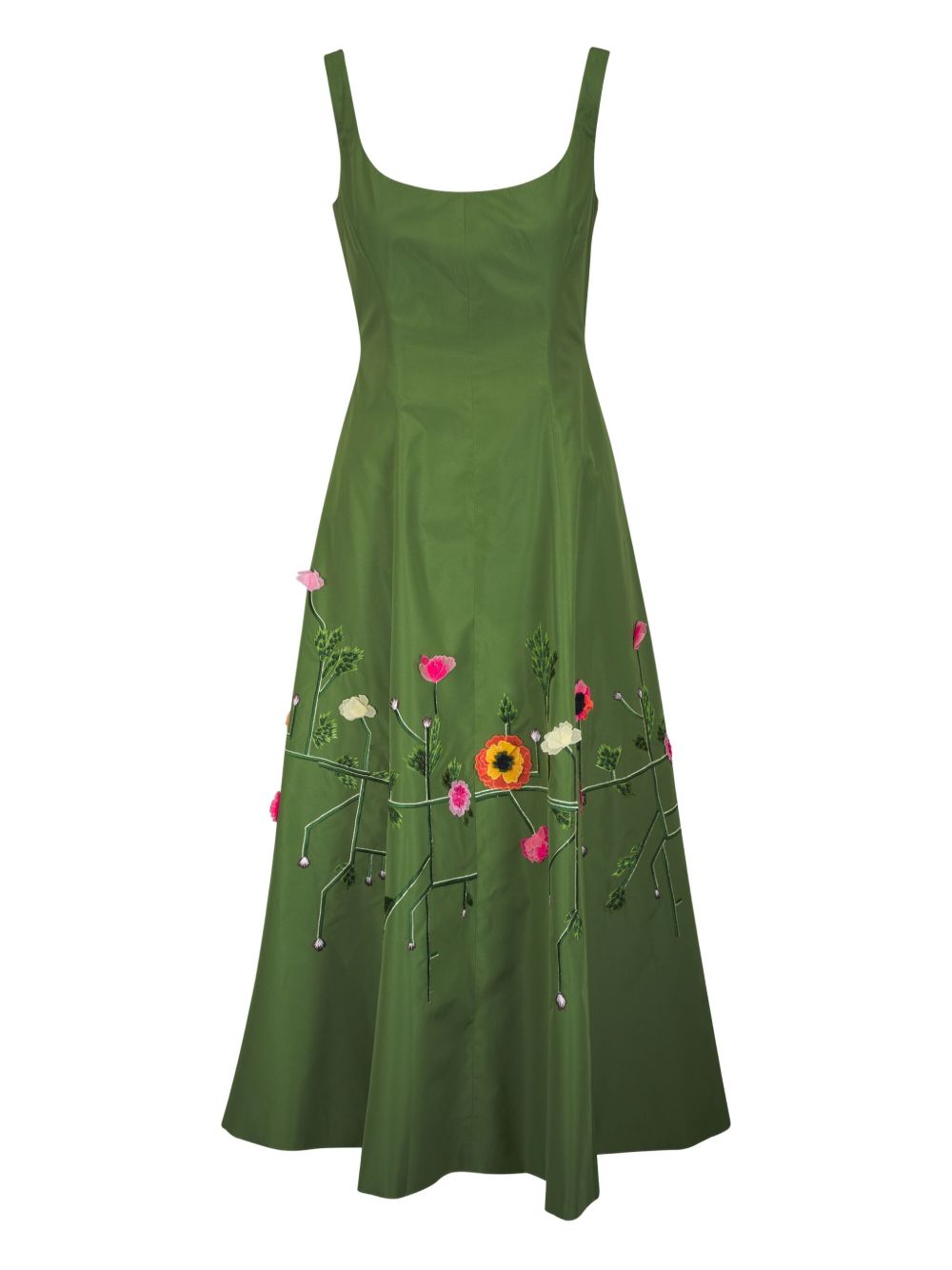 Floral-embroidered maxi dress - Green