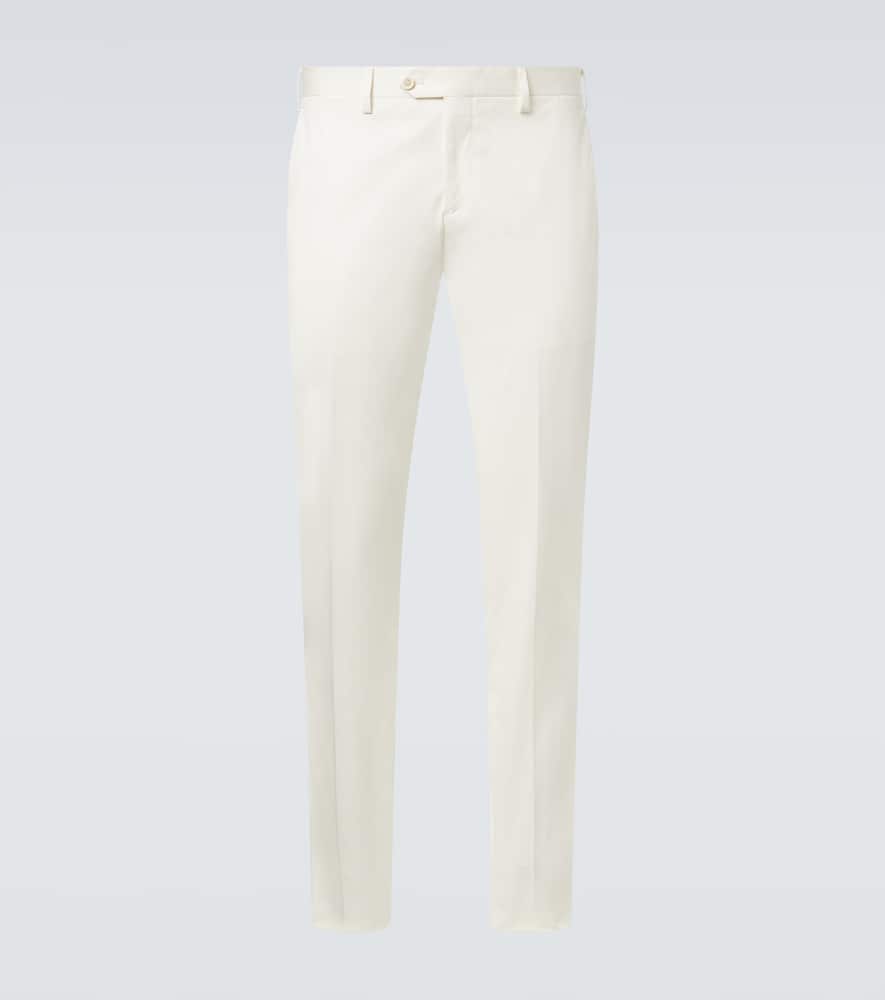 Mid-rise cotton slim pants