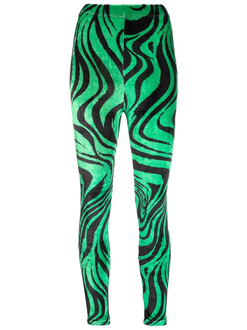 Velvet swirl-print leggings - Blue