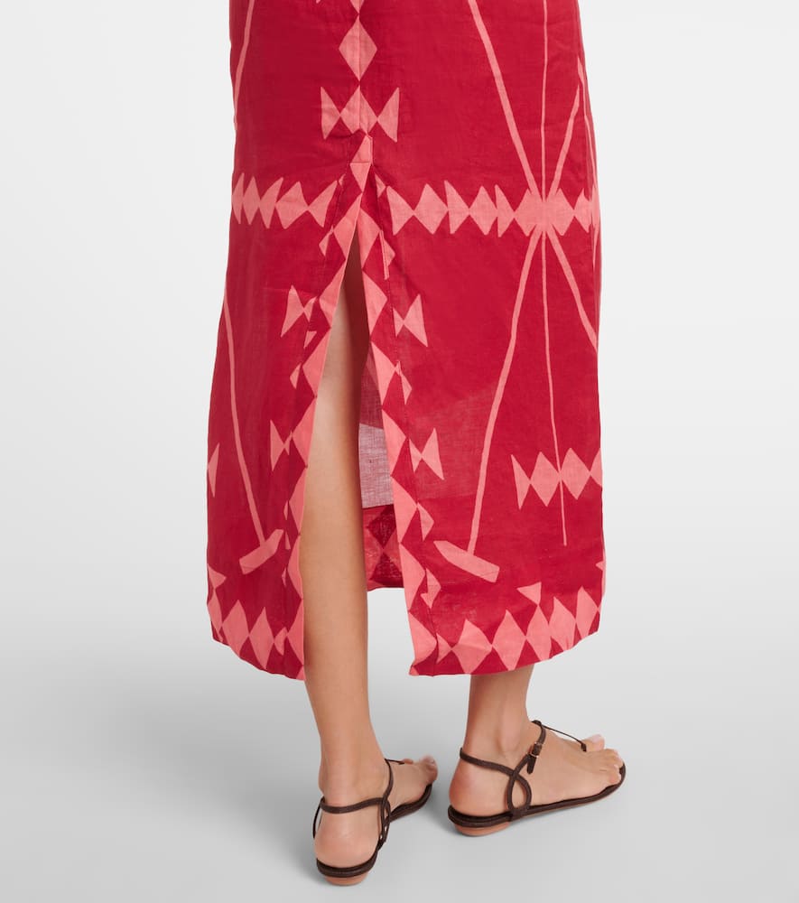 Printed linen maxi dress