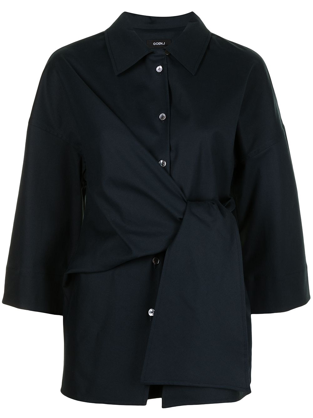 Tie-waist longline shirt - Blue