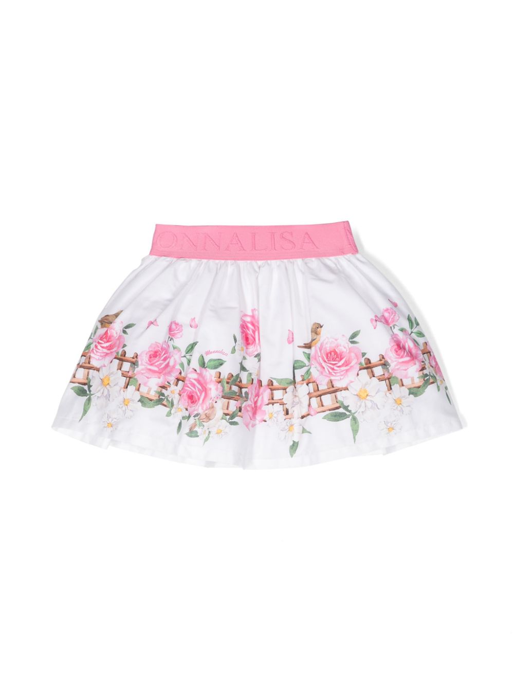 Logo-waistband cotton skirt - White