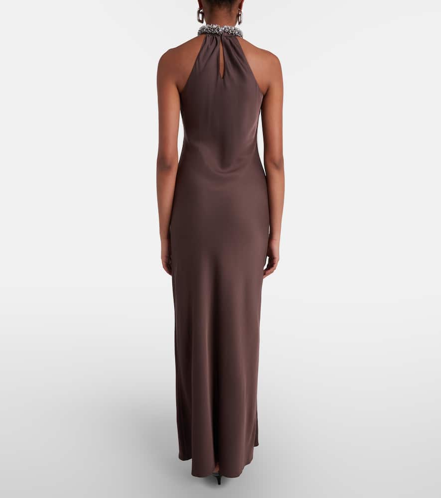 Embellished satin gown