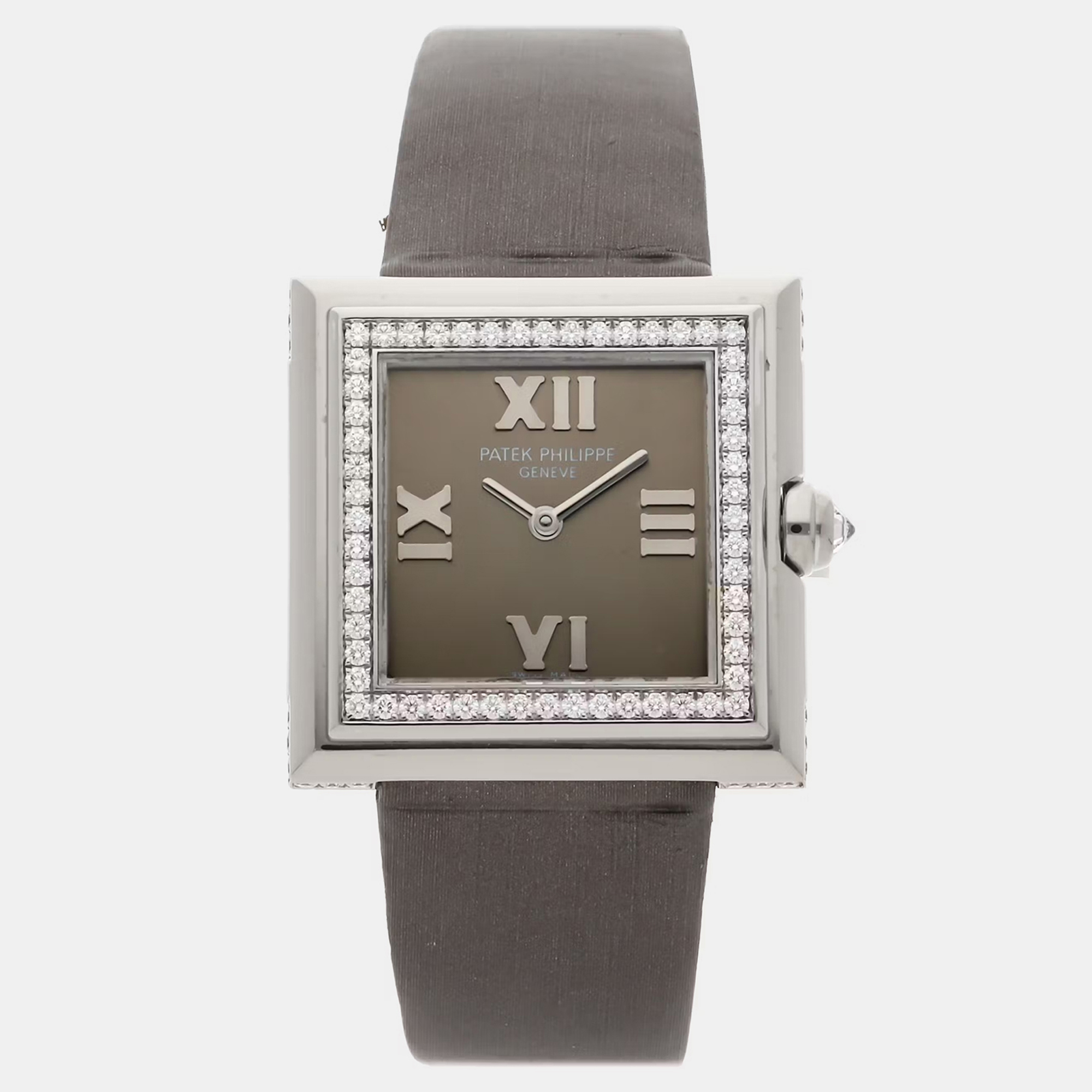 Patek Philippe Gondolo 4868G-001 Grey 18K White Gold Diamond Quartz Women's Wristwatch