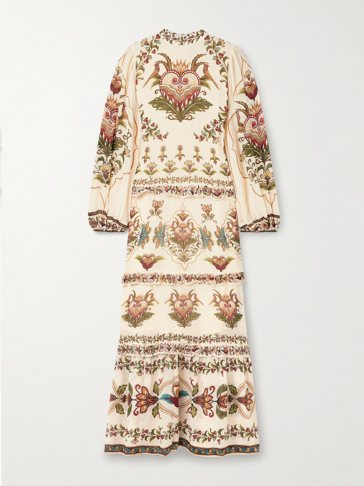 Majestic Hearts Tiered Floral-print Georgette Maxi Dress - Cream