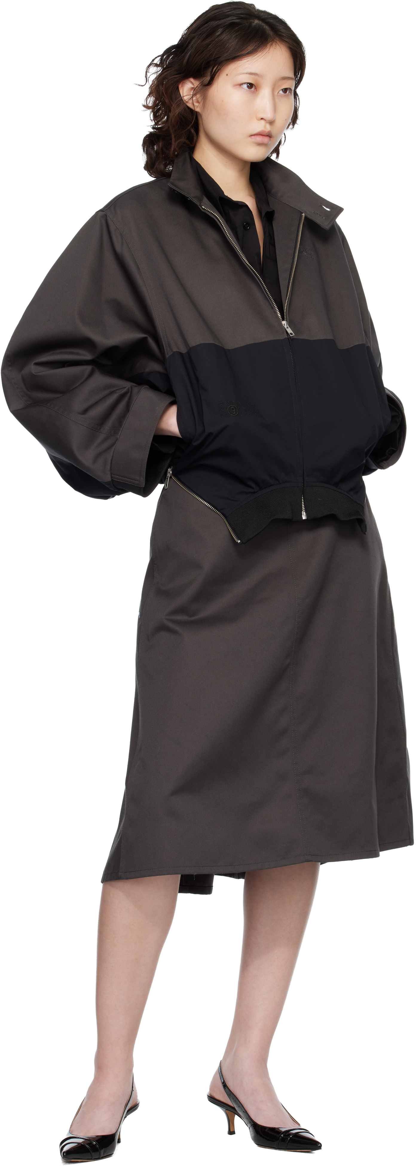 Black Mirrored Two-Tone Zip Jacket