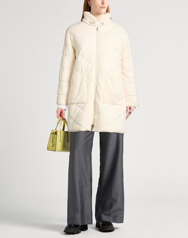Woman Puffer Cream Size 6 Virgin Wool, Viscose, Cashmere