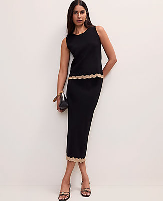Ann Taylor Petite Metallic Trim Sweater Midi Skirt