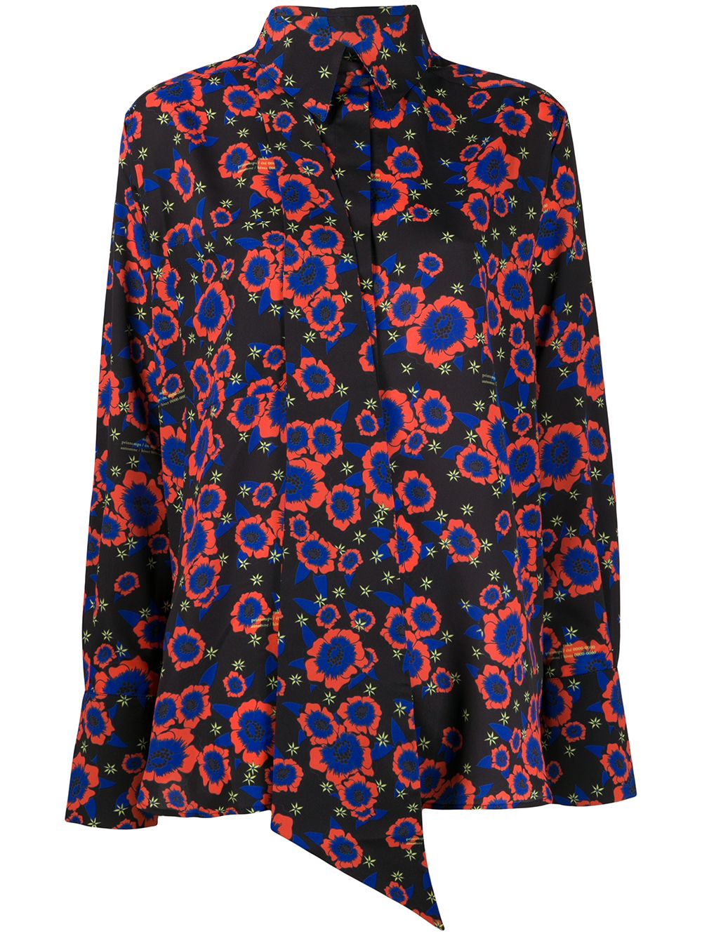 Floral-print tie-insert shirt - Black