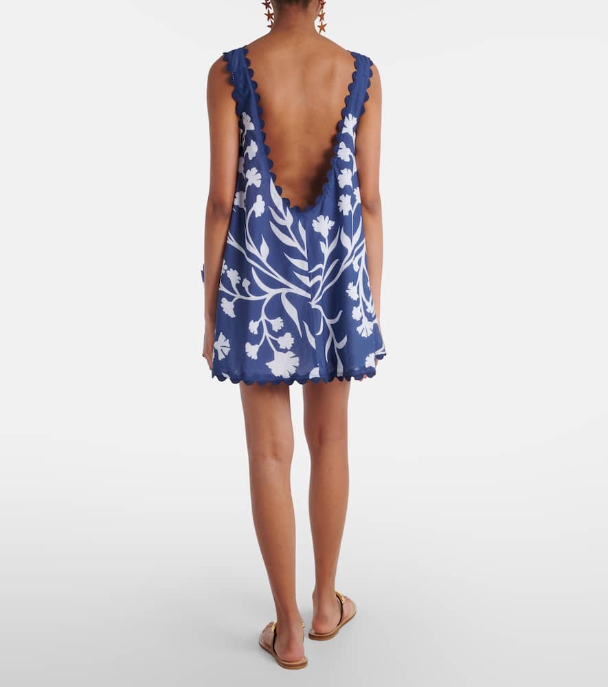 Floral scalloped cotton minidress