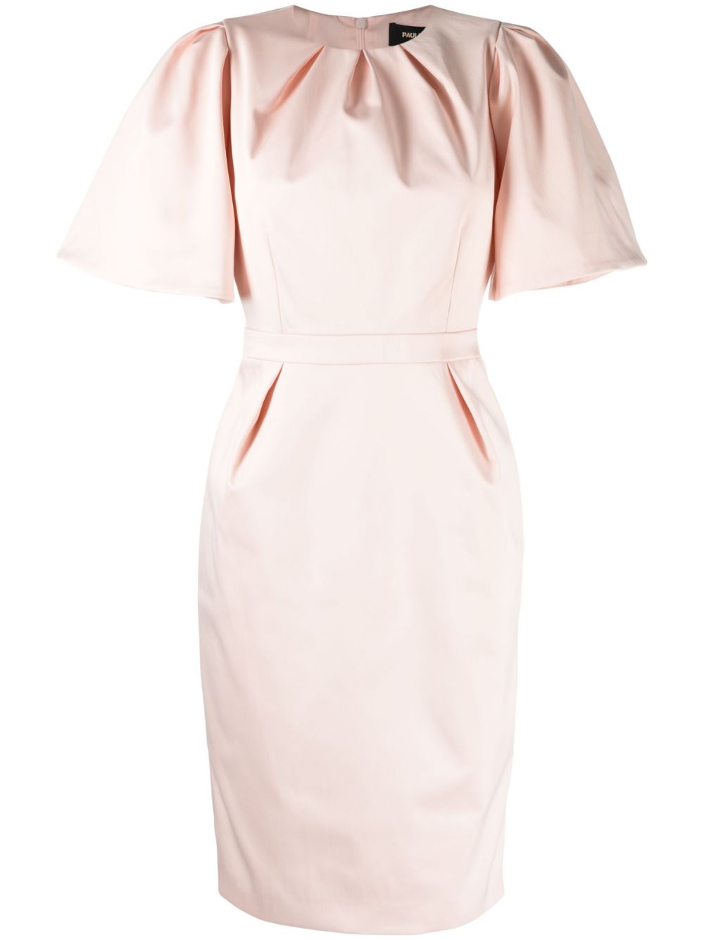 Satin-finish flounce-sleeve dress - Pink
