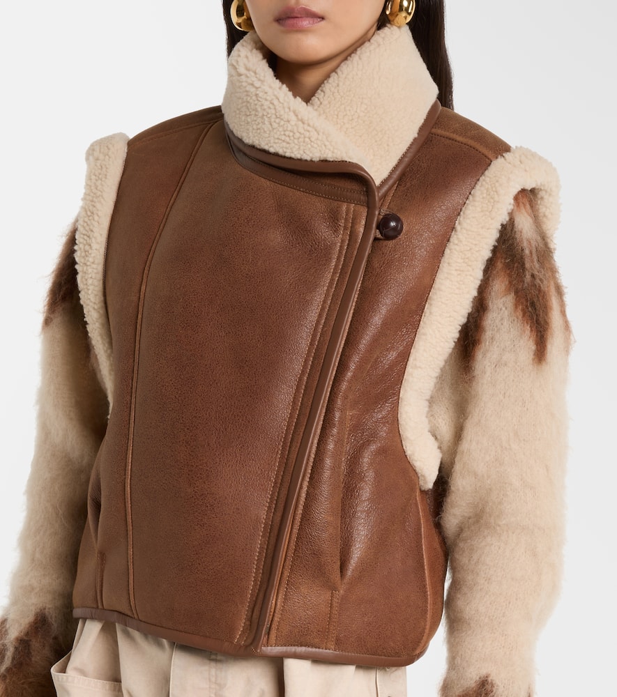 Alime shearling-trimmed leather vest