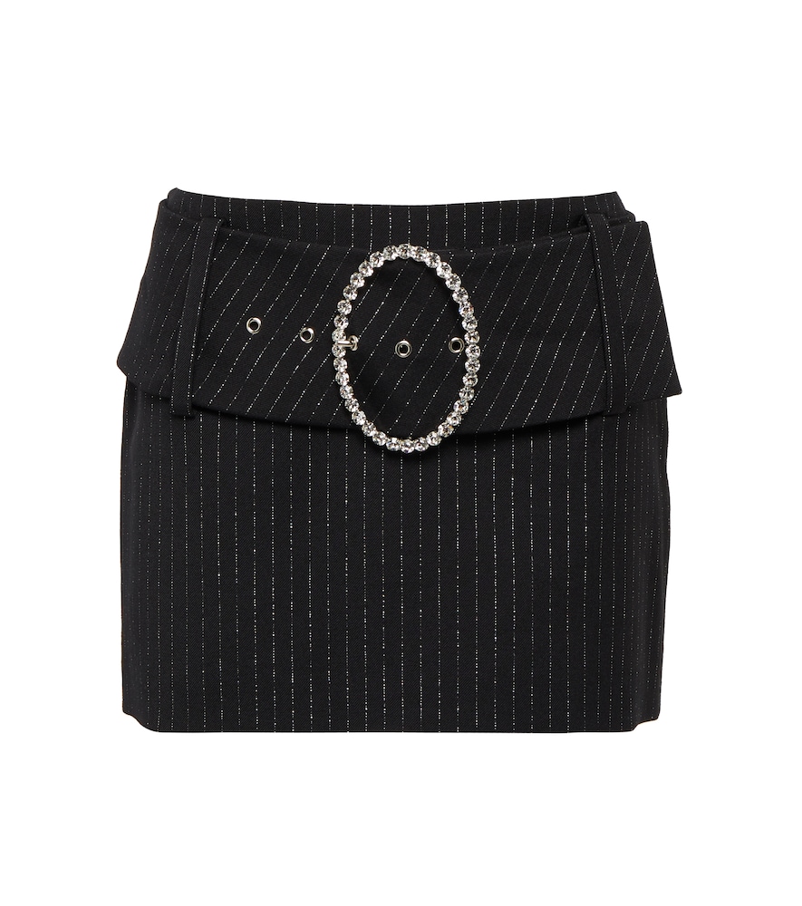 Alessandra Rich Low-rise wool-blend pinstriped miniskirt