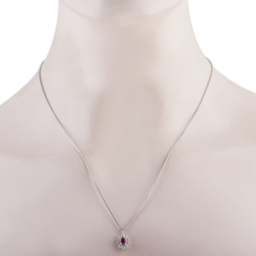 Pre-Owned Platinum 0.48ct Diamond and Ruby Pendant Necklace MF27 031626