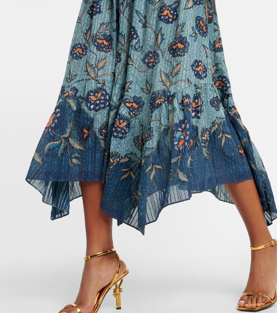 Alice asymmetric cotton-blend midi skirt