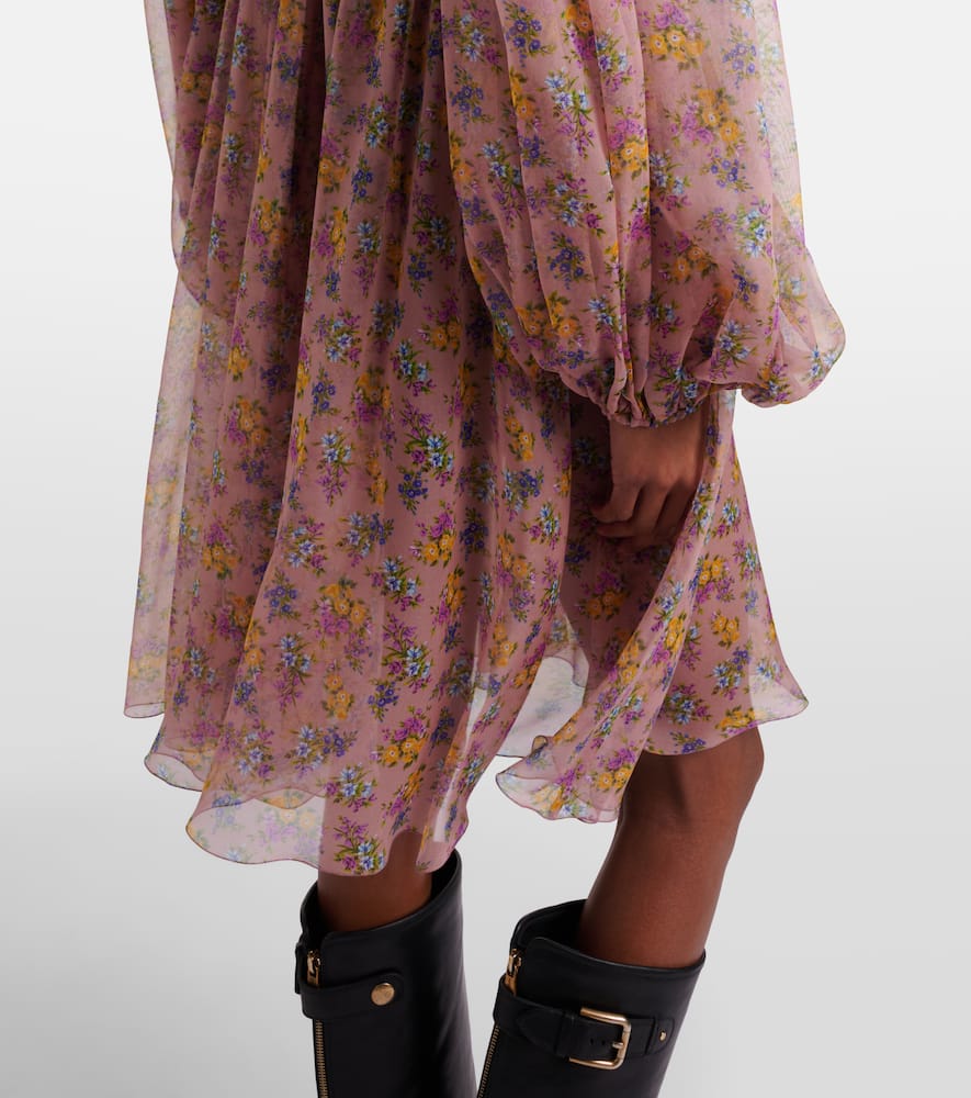 Floral lace-trimmed silk and cotton-blend chiffon minidress