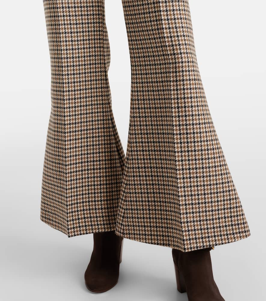 Houndstooth cropped virgin wool flared pants