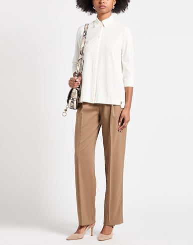 Woman Shirt Cream Size 2 Cotton, Elastane