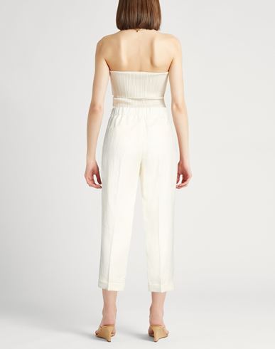 Easy Woman Pants Cream Size 6 Linen