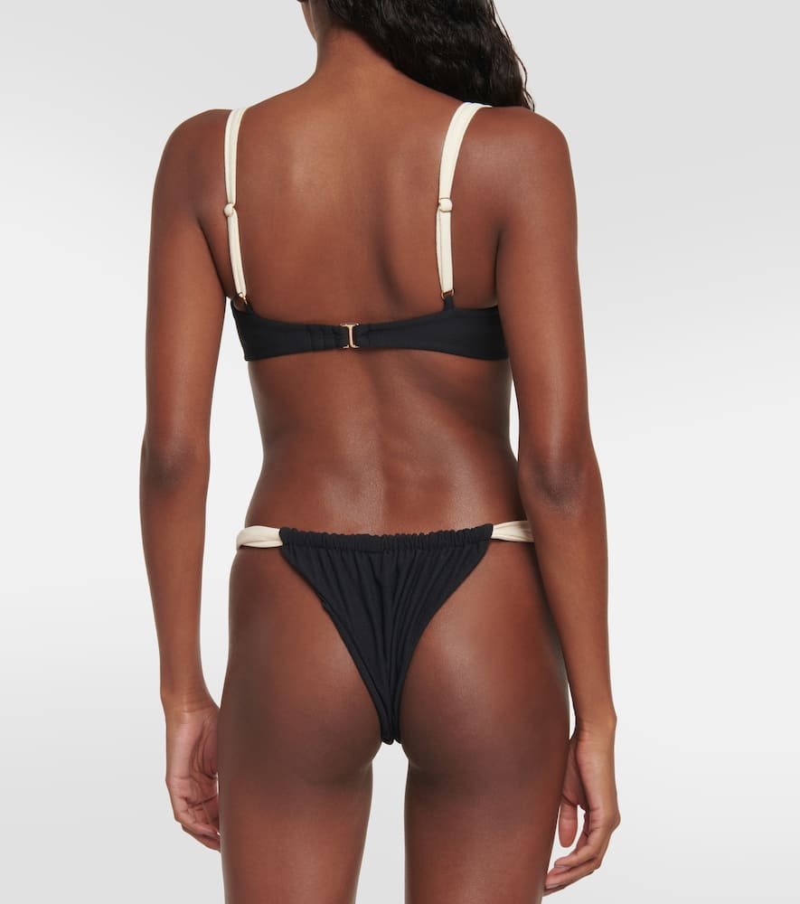 Faux-suede high-leg bikini bottoms