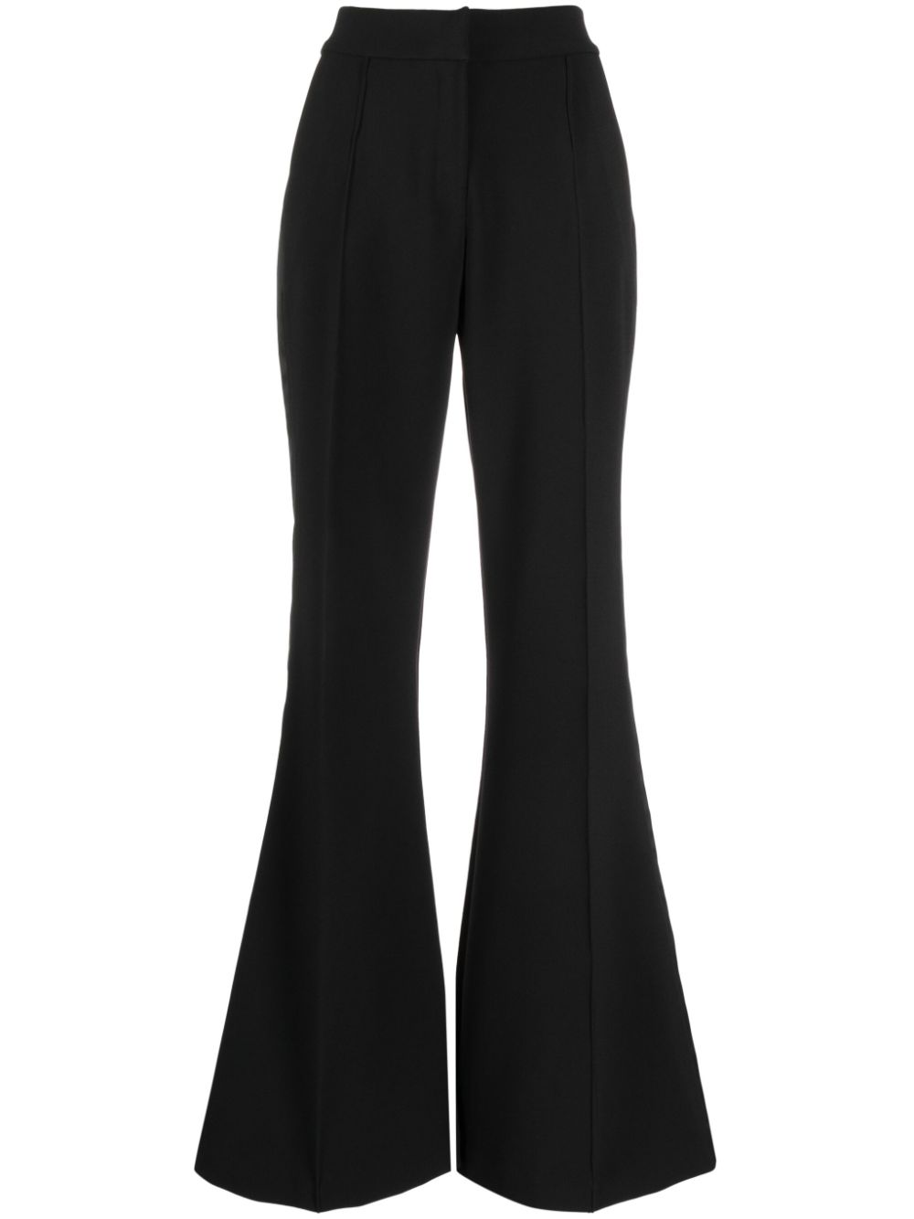 Satin-embellished flared trousers - Black