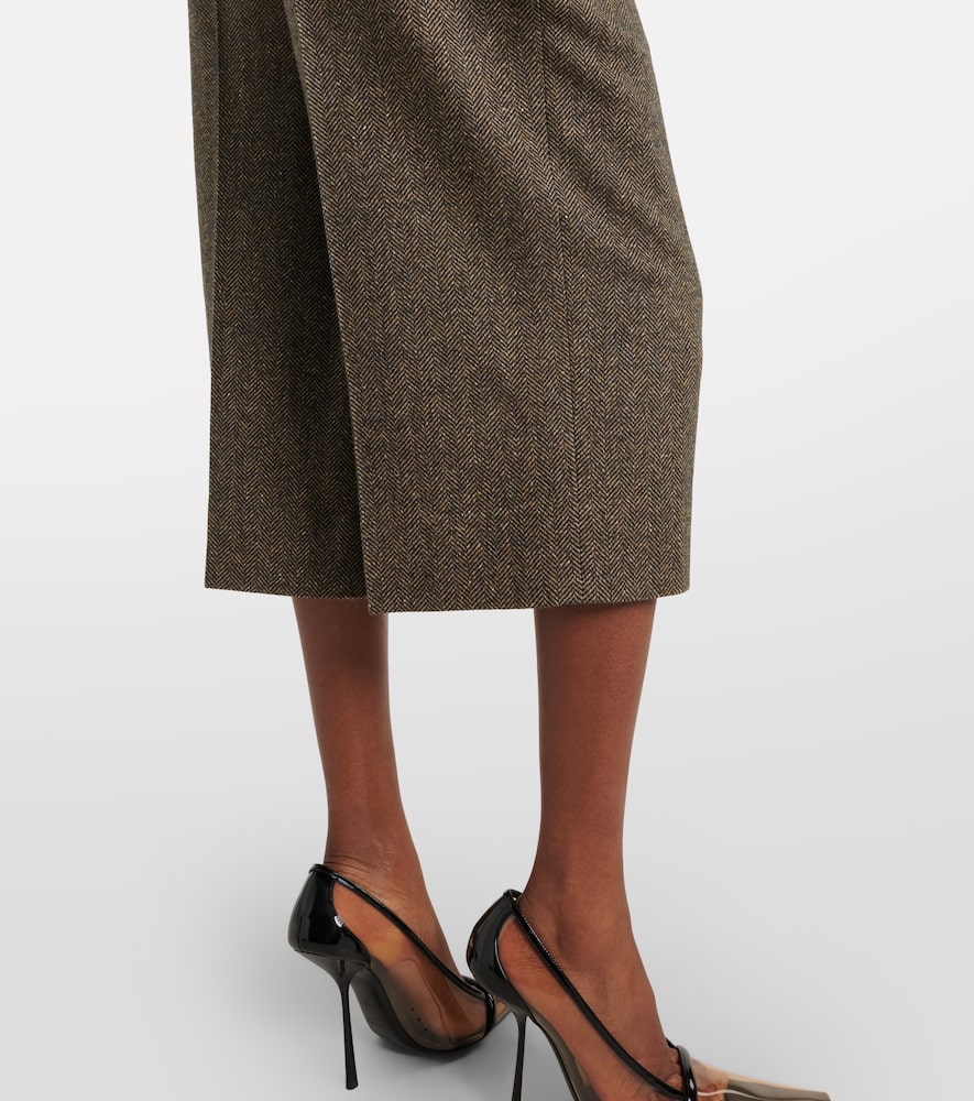 Herringbone wool-blend Bermuda shorts