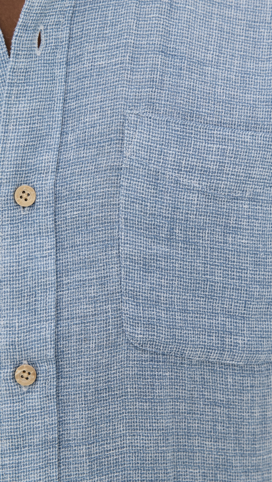 Faherty Palma Basket Weave Linen Shirt Blue