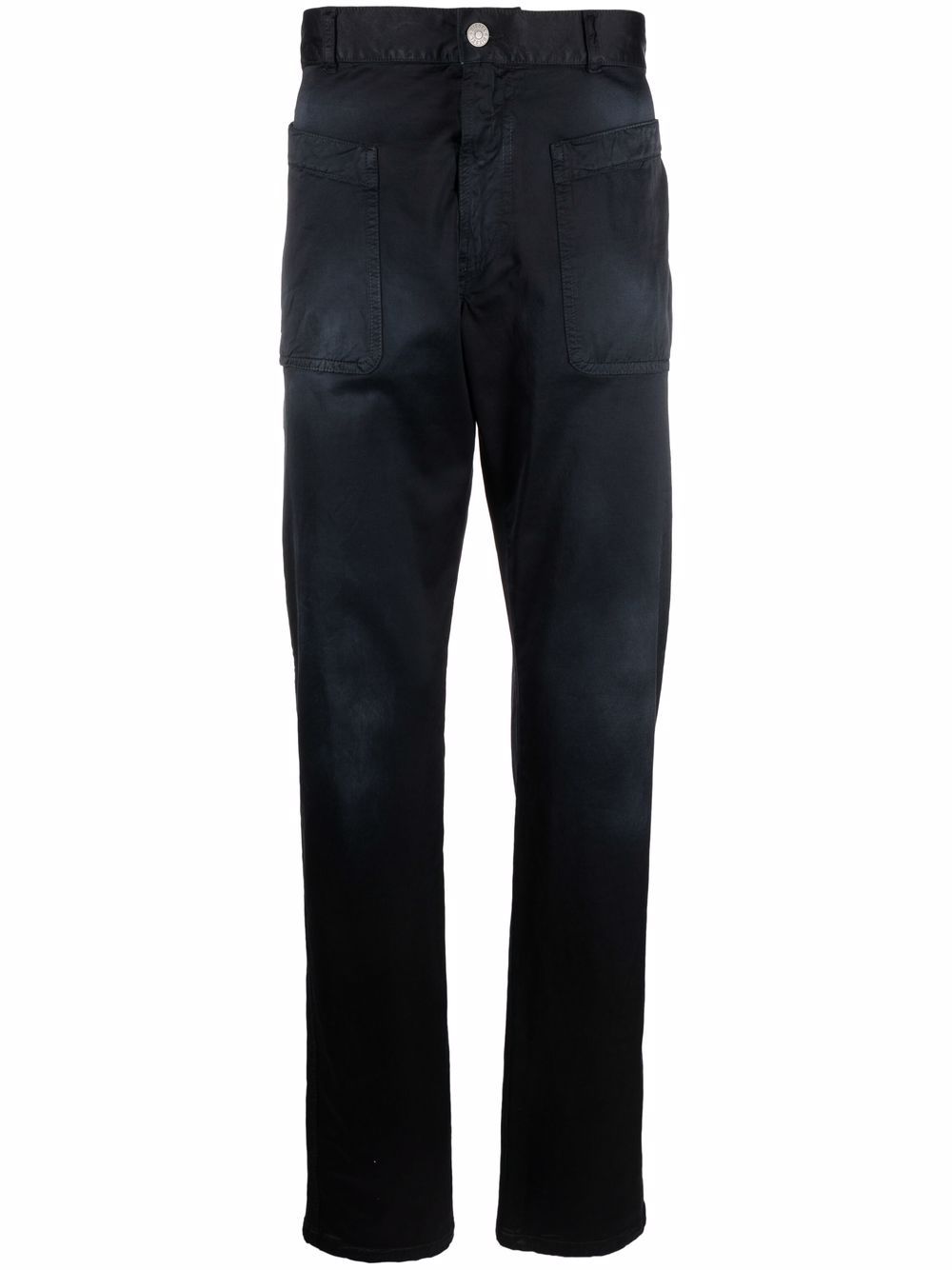 Embroidered-logo slim-cut trousers - Blue