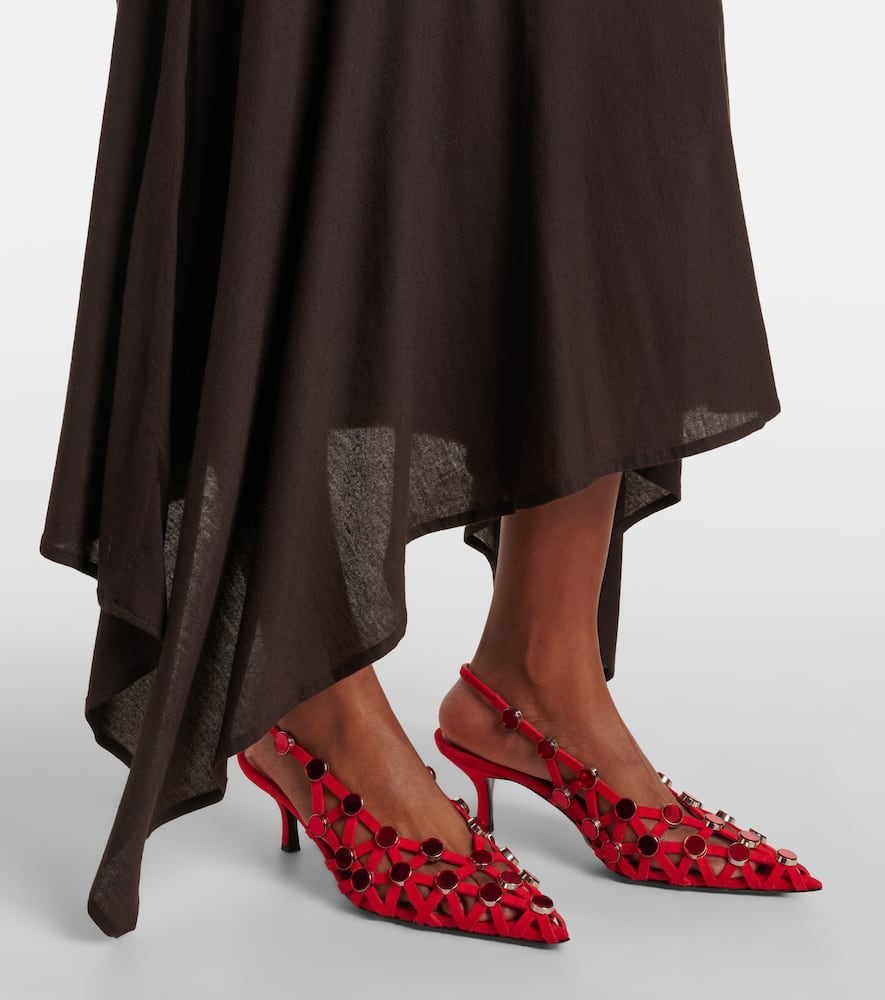 Sheer embroidered tulle midi dress