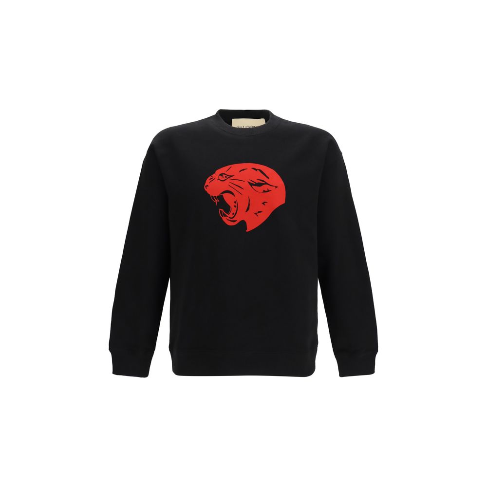 Panther-Print Cotton Sweatshirt — Black