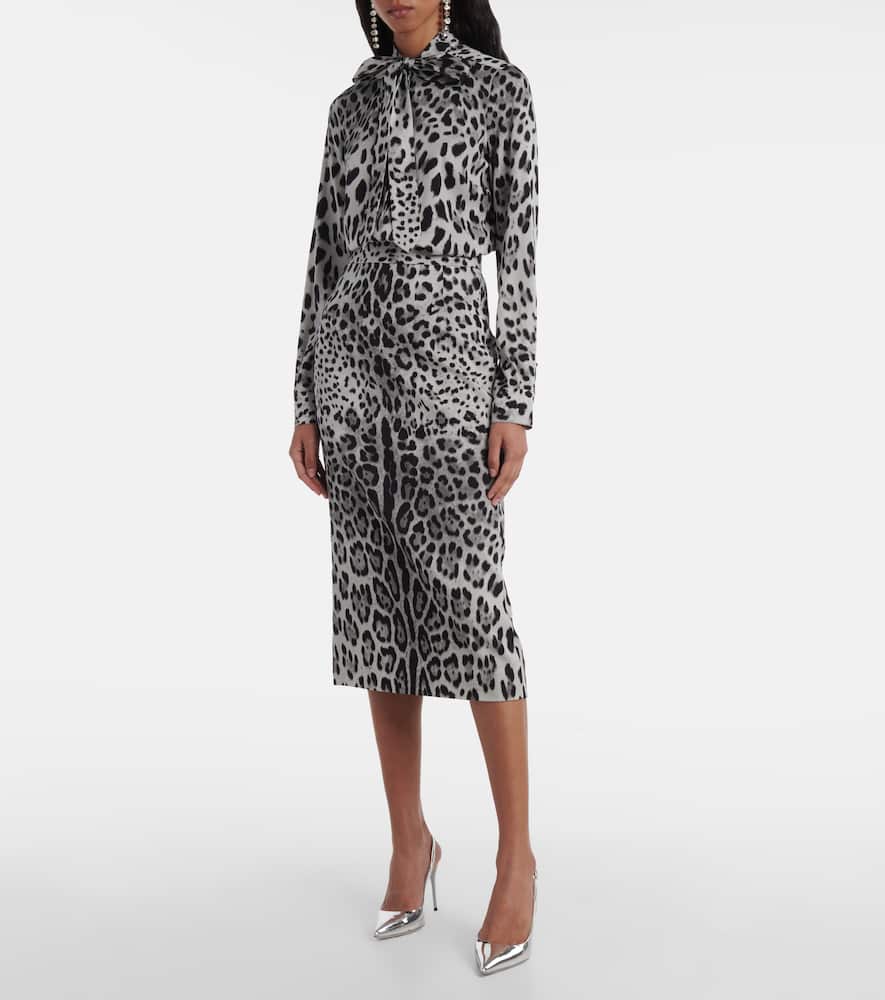 Leopard-print silk-blend shirt