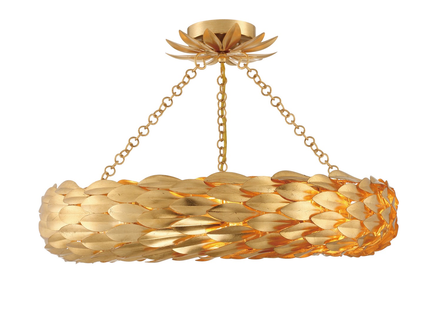 Broche 6-Light Semi-Flush Mount in Antique Gold