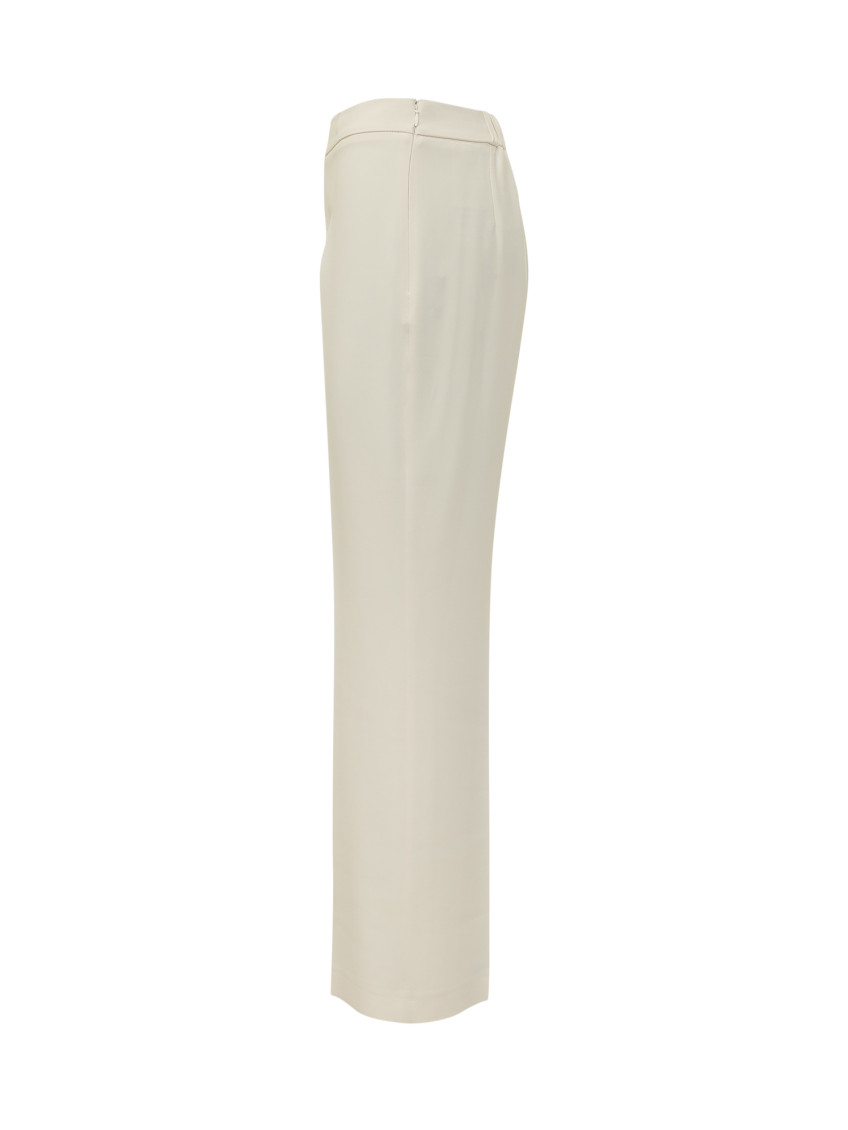 Beige Bootcut Flat Front Pants