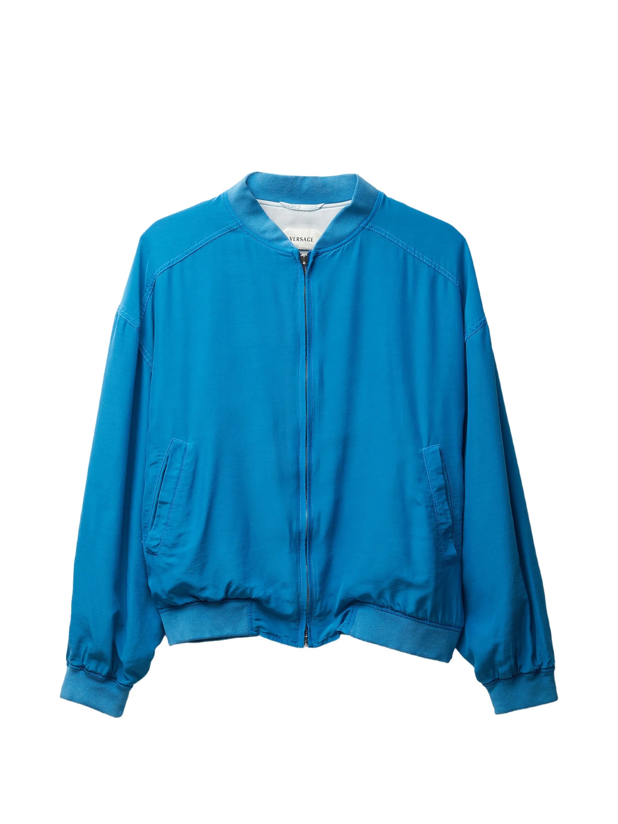 Silk Logo Embroidered Long Sleeve Jacket with Zip Closure