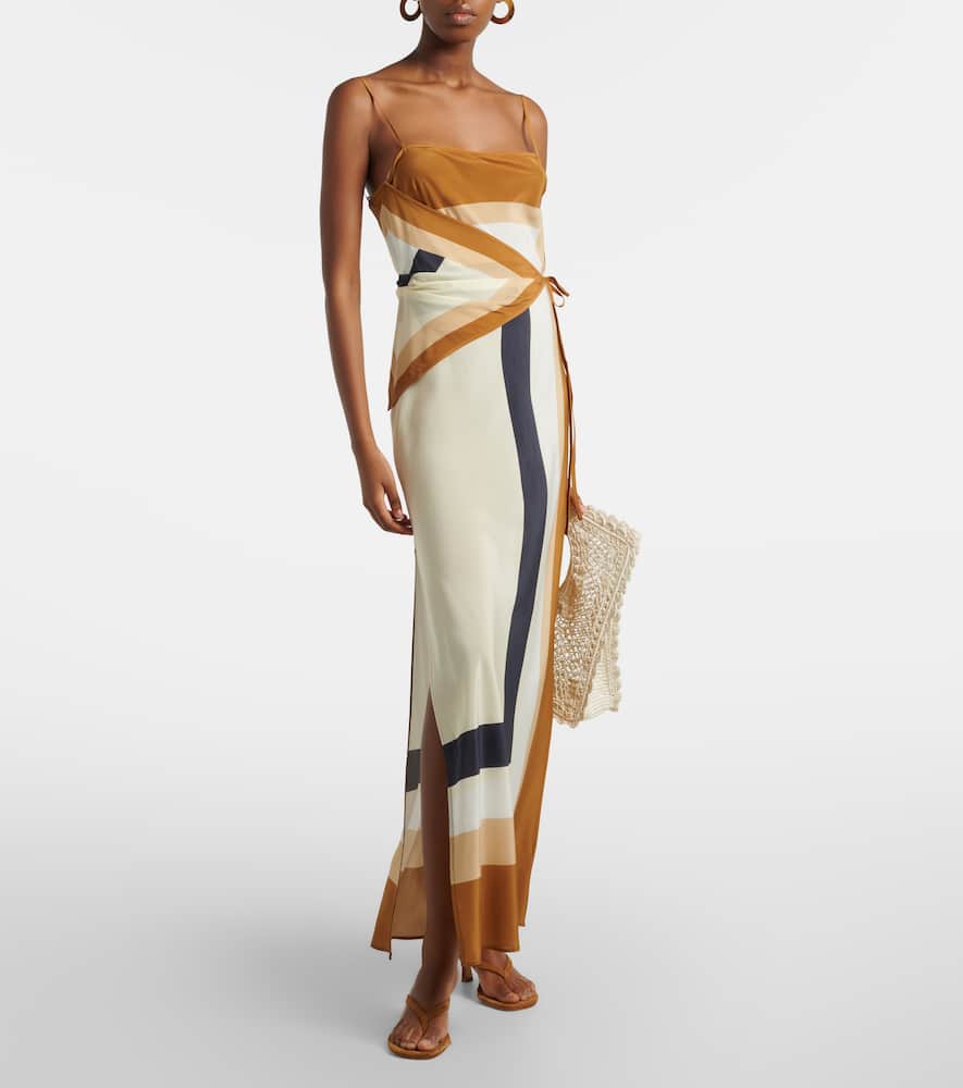 Printed silk maxi dress