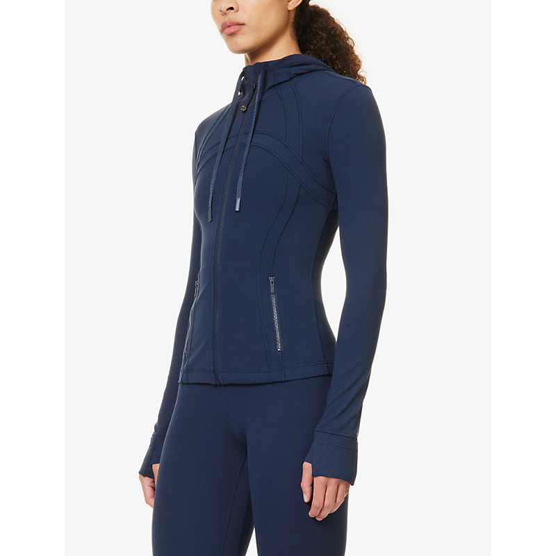Womens True Navy Define High-neck Stretch-woven Jacket