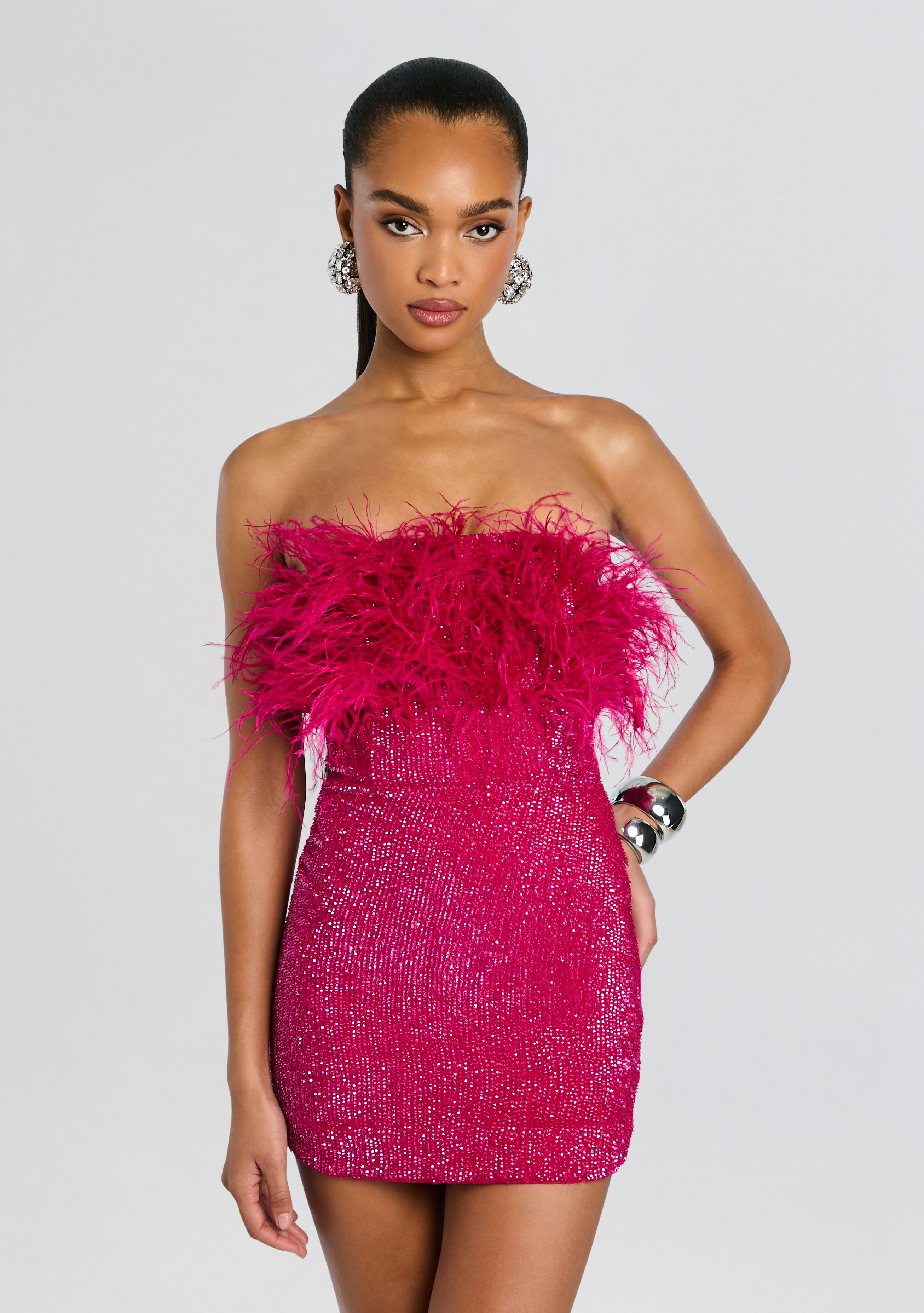 Torin Sequin Feather Dress