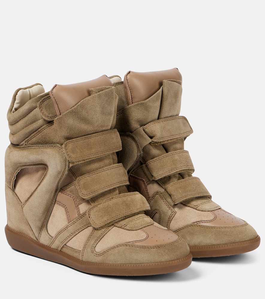 Isabel Marant Bekett leather and suede wedge sneakers