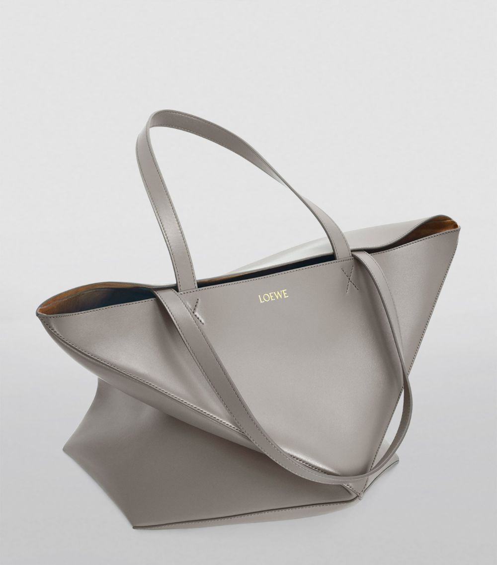 Large Leather Fold Puzzle Tote Bag