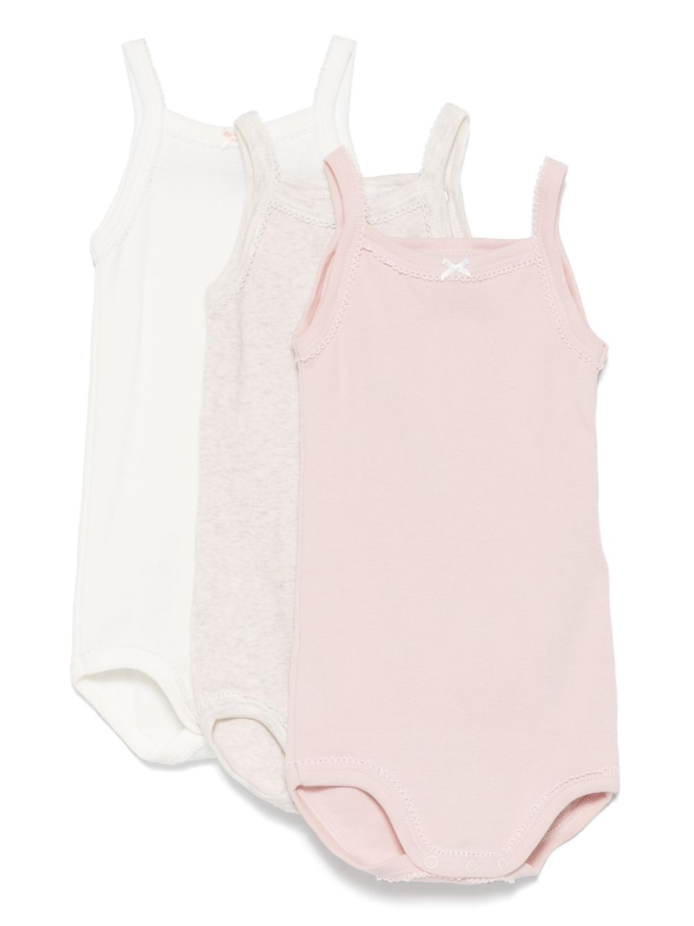 Petit Bateau cotton bodysuits (set of three) - Pink